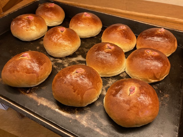 桜の花びらが乗った桜餅アンパン🌸